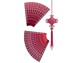 中國(guó)風(fēng)折扇吊飾png元素