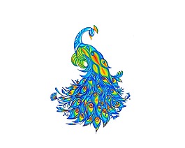 卡通藍(lán)色羽毛孔雀png元素