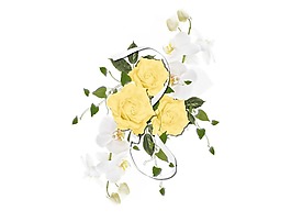黃色花朵綠葉png元素