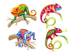 手繪變色龍插畫(huà)