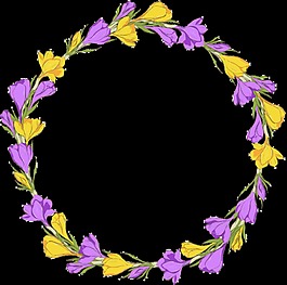 簡約設計紫黃雙色花環(huán)透明花朵素材
