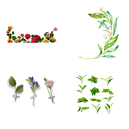 手繪鮮花卡通免扣素材