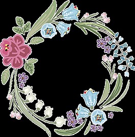 紫色藍(lán)色鮮花透明花環(huán)素材