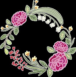 紫色鮮花透明花環(huán)素材