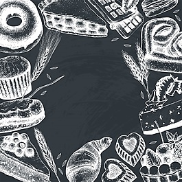 素描各式面包矢量素材