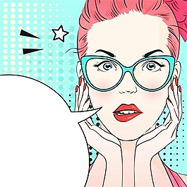 時(shí)尚眼鏡女孩矢量素材
