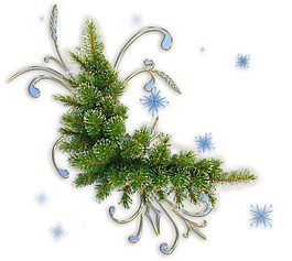 创意蓝色雪花绿色松柏png元素