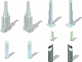 時尚商業(yè)高樓建筑插畫