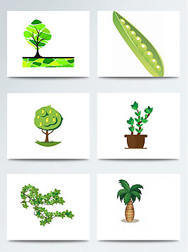 春天綠色萌植物素材