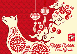 創(chuàng)意扁平狗年新年畫報