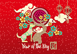中國紅扁平化創(chuàng)意狗年畫報(bào)