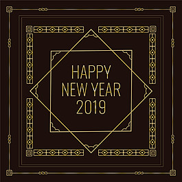 2019新年花紋邊框素材