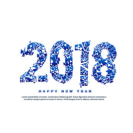 創(chuàng)意藍(lán)色2018藝術(shù)字
