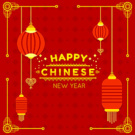 古典红色灯笼新年海报设计
