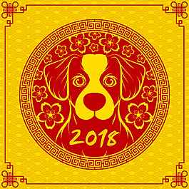 2018黃色狗年海報(bào)