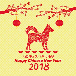 黃色狗年新春海報(bào)背景設(shè)計(jì)