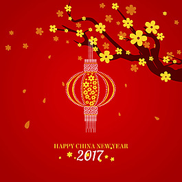 紅色燈籠梅花海報(bào)設(shè)計(jì)