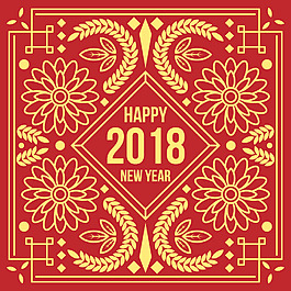 中式花紋狗年海報設(shè)計