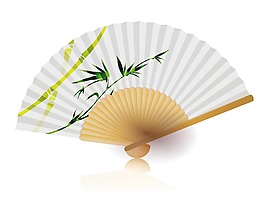 卡通白色纸扇png元素