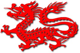 紅色剪紙中國龍png元素