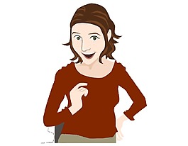 卡通微笑女子png元素
