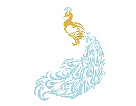 卡通藍(lán)色孔雀png元素