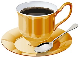 黄色陶瓷咖啡杯png元素