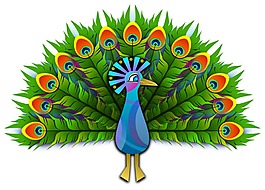 卡通孔雀開屏png元素