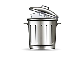 卡通銀色垃圾桶png元素