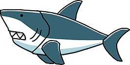 卡通藍(lán)色鯊魚png元素