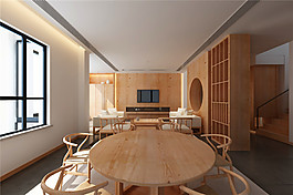 中式餐廳圓形餐桌裝修效果圖