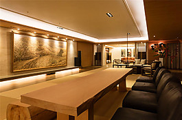 中式餐廳壁畫(huà)裝修效果圖