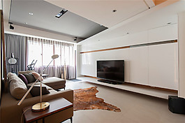 中式客廳灰色電視柜裝修效果圖
