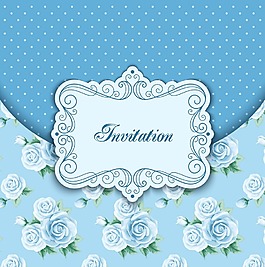 清新藍(lán)色玫瑰插畫