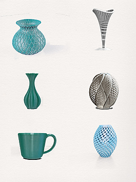 一組炫酷藍色3d打印花瓶素材整理