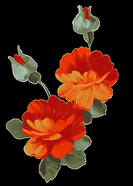 中國(guó)風(fēng)橘紅色花朵裝飾元素