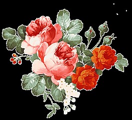 古典中國風(fēng)紅色花朵裝飾元素