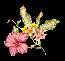 浪漫中國風(fēng)水彩花朵裝飾元素