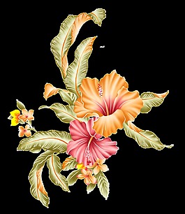 浪漫中國(guó)風(fēng)手繪花朵裝飾元素