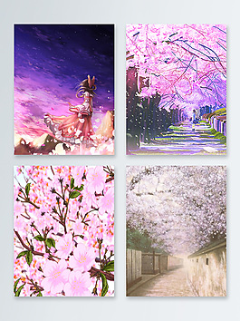 簡約浪漫創(chuàng)意櫻花背景PSD