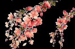 彩繪中國風紅花元素圖片