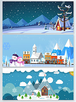 冬季飄雪藍色卡通banner