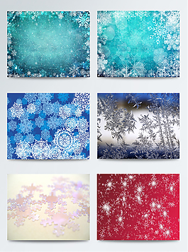 一組藍(lán)色雪花背景圖集