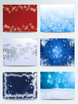 一組藍(lán)色雪花背景圖集
