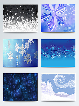 一組天藍(lán)色雪花背景圖