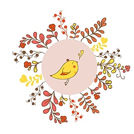 時(shí)尚卡通手繪小鳥(niǎo)插畫(huà)
