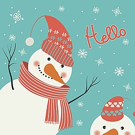 可爱卡通雪人插画