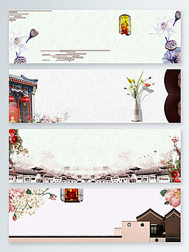 中國風古鎮春節旅游banner背景