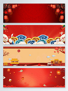 祥云古建筑燈籠傳統(tǒng)節(jié)日banner背景