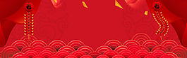 中式祥云卡通紅色banner